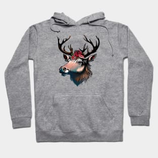 Elk with Rose Crown Hoodie